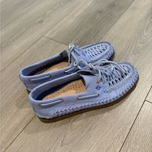 NWOT SPERRY Authentic Original 2-Eye Woven Boat Shoe (Women) Dust Blue SIZE 7